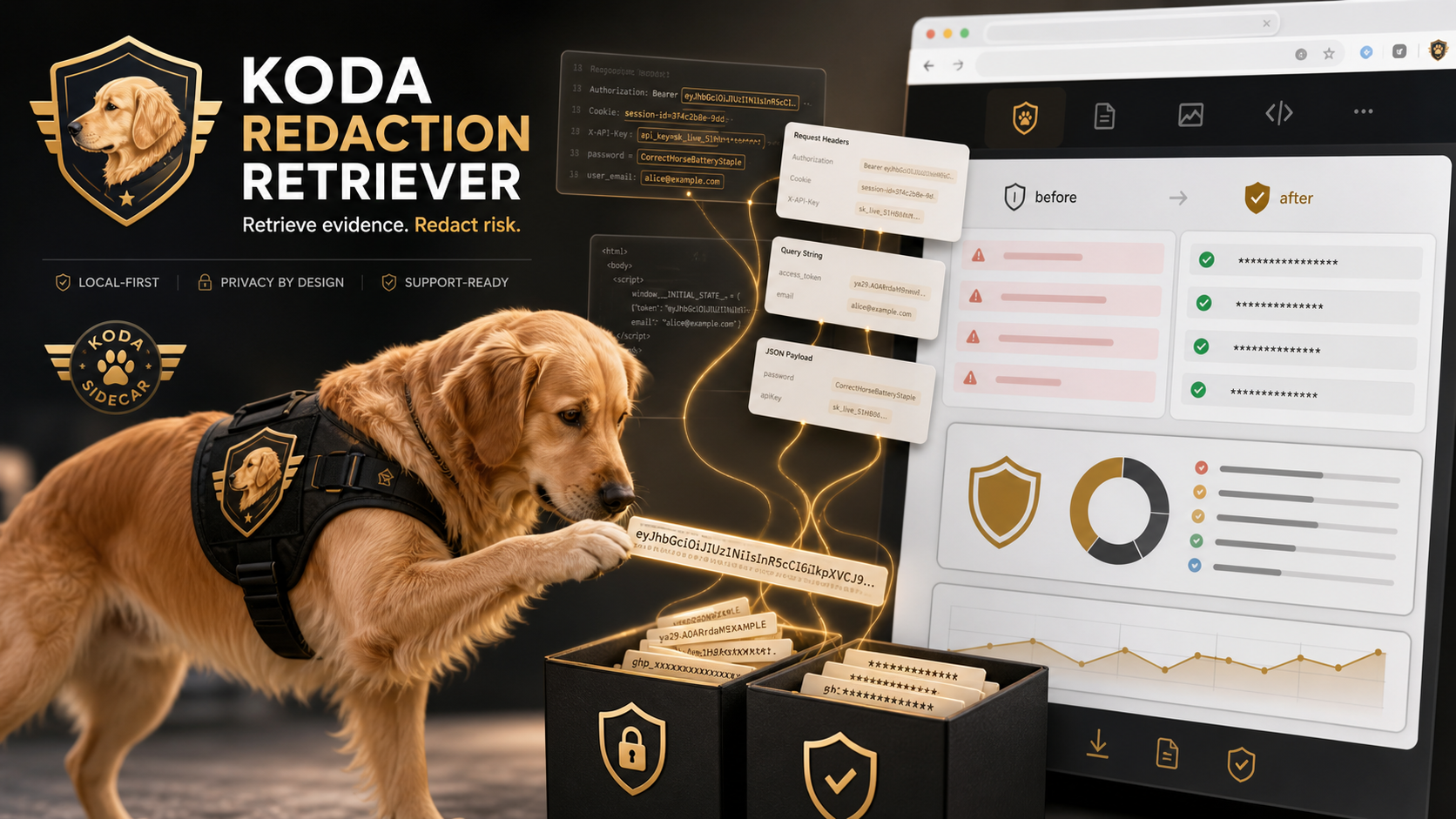 Redaction Retriever Golden Retriever security artwork